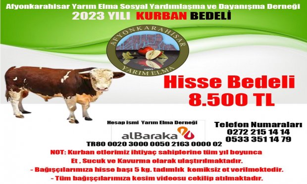 2023 KURBAN BAĞIŞLARIMIZ BAŞLAMIŞTIR